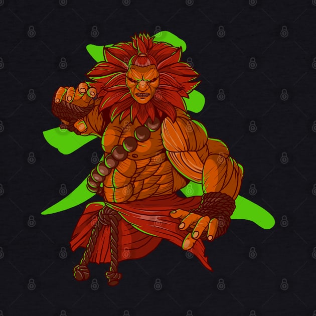 Akuma green background by santelmoclothing